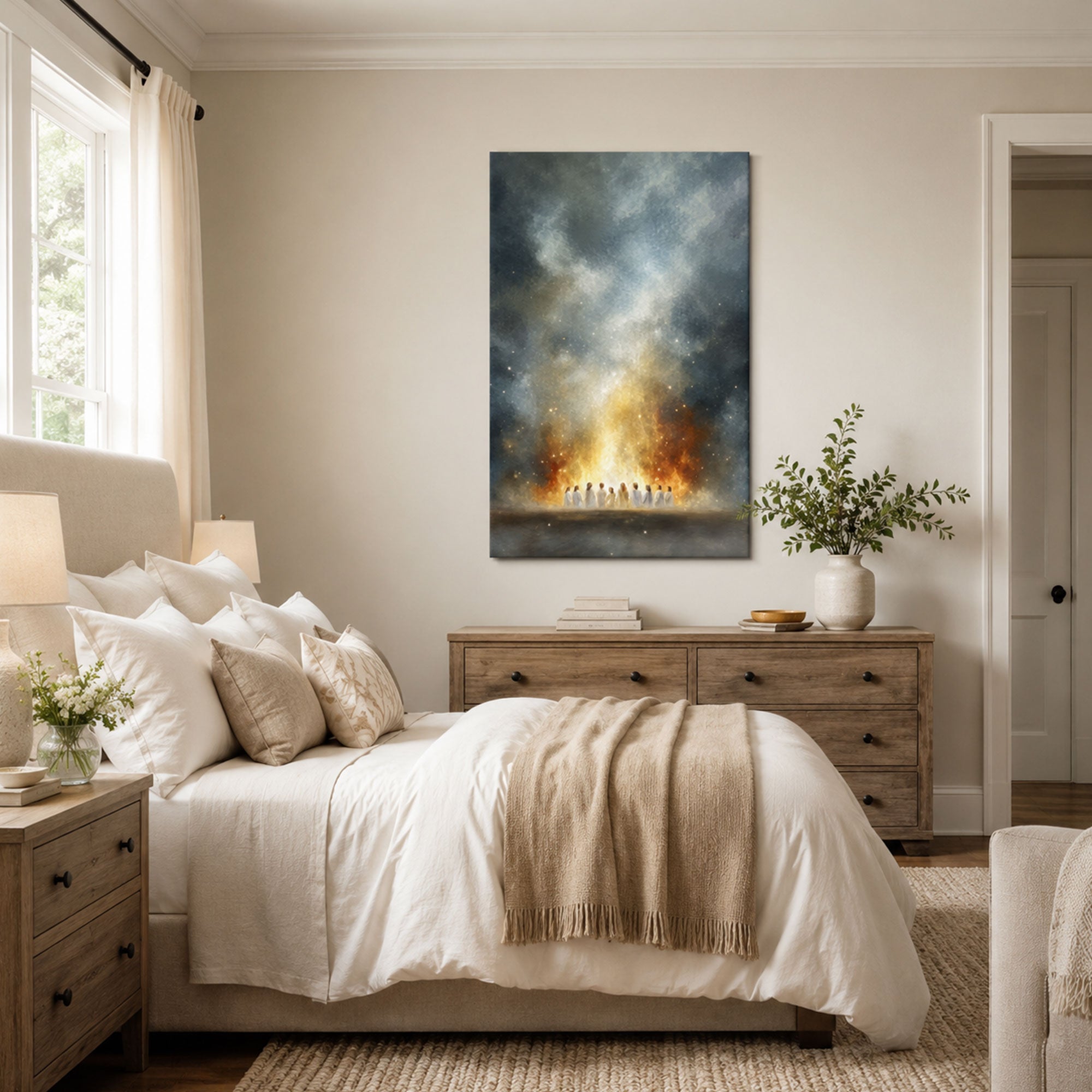 Pentecost Holy Spirit Fire Canvas Print, Christian Faith Decor