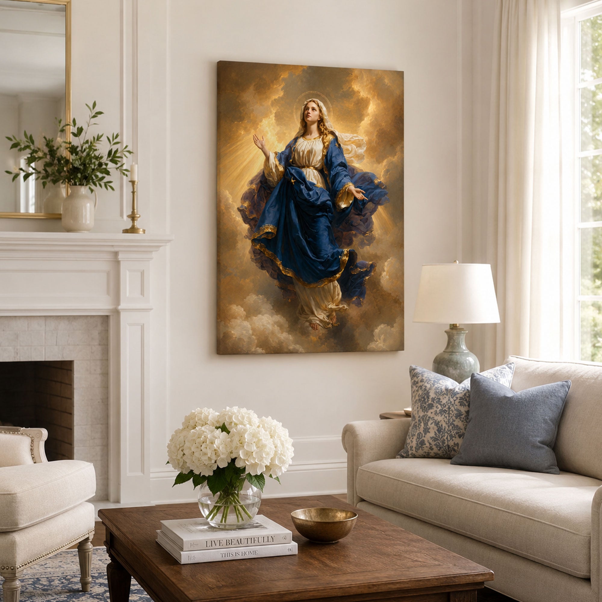Assumption of the Blessed Virgin Mary Canvas Print, Catholic Wall Art