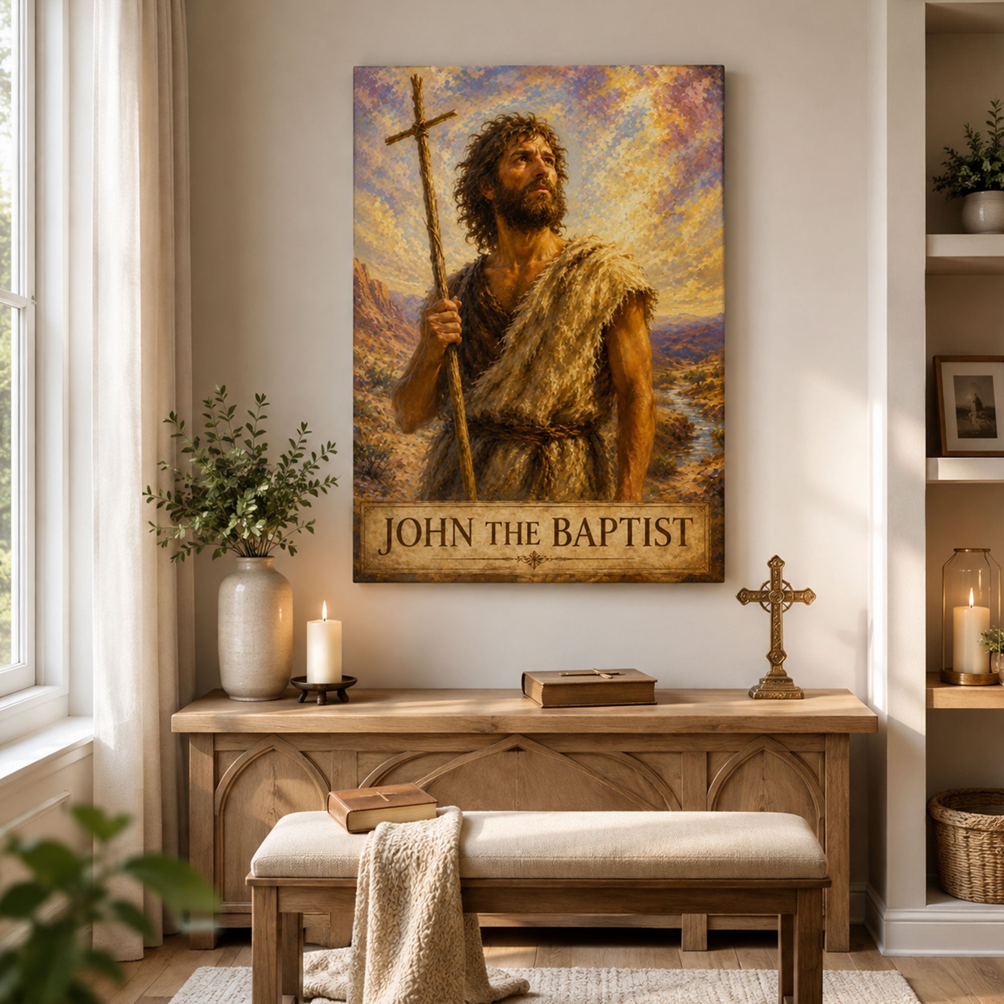 Saint John the Baptist Canvas Print, Prepare the Way Catholic Wall Decor, Christian Faith Gift
