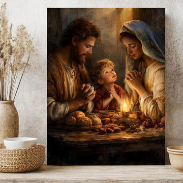 Holy Family Prayer Canvas Art Christian Faith Wall Decor Catholic Religious Home Decoration