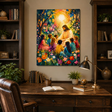Jesus With Children Poster and Canvas ExpressiveChristian Wall Art Faith Inspired Home Decor