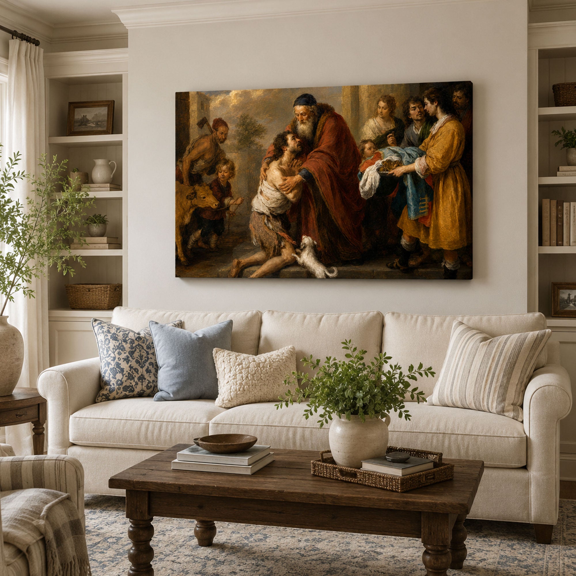 Luke 15 Prodigal Son Reunion Canvas Print, Christian Home Decor