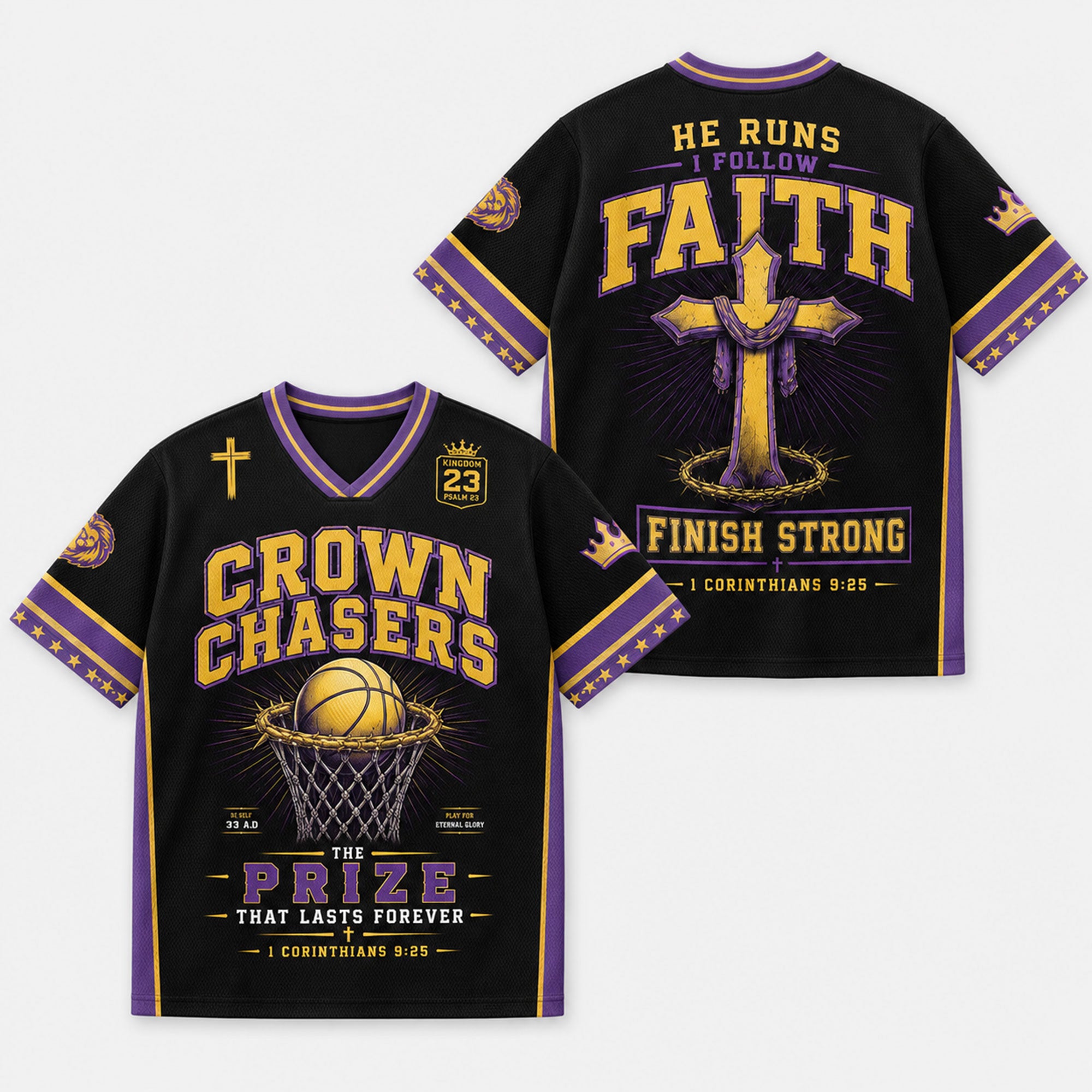 1. Crown Chasers Mesh Jersey, 1 Corinthians 9:25 Christian Basketball Apparel