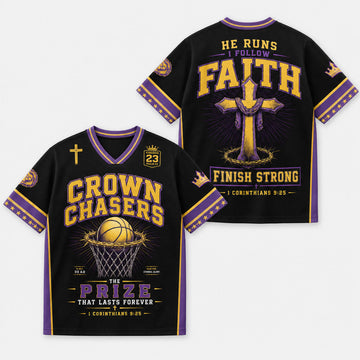 1. Crown Chasers Mesh Jersey, 1 Corinthians 9:25 Christian Basketball Apparel