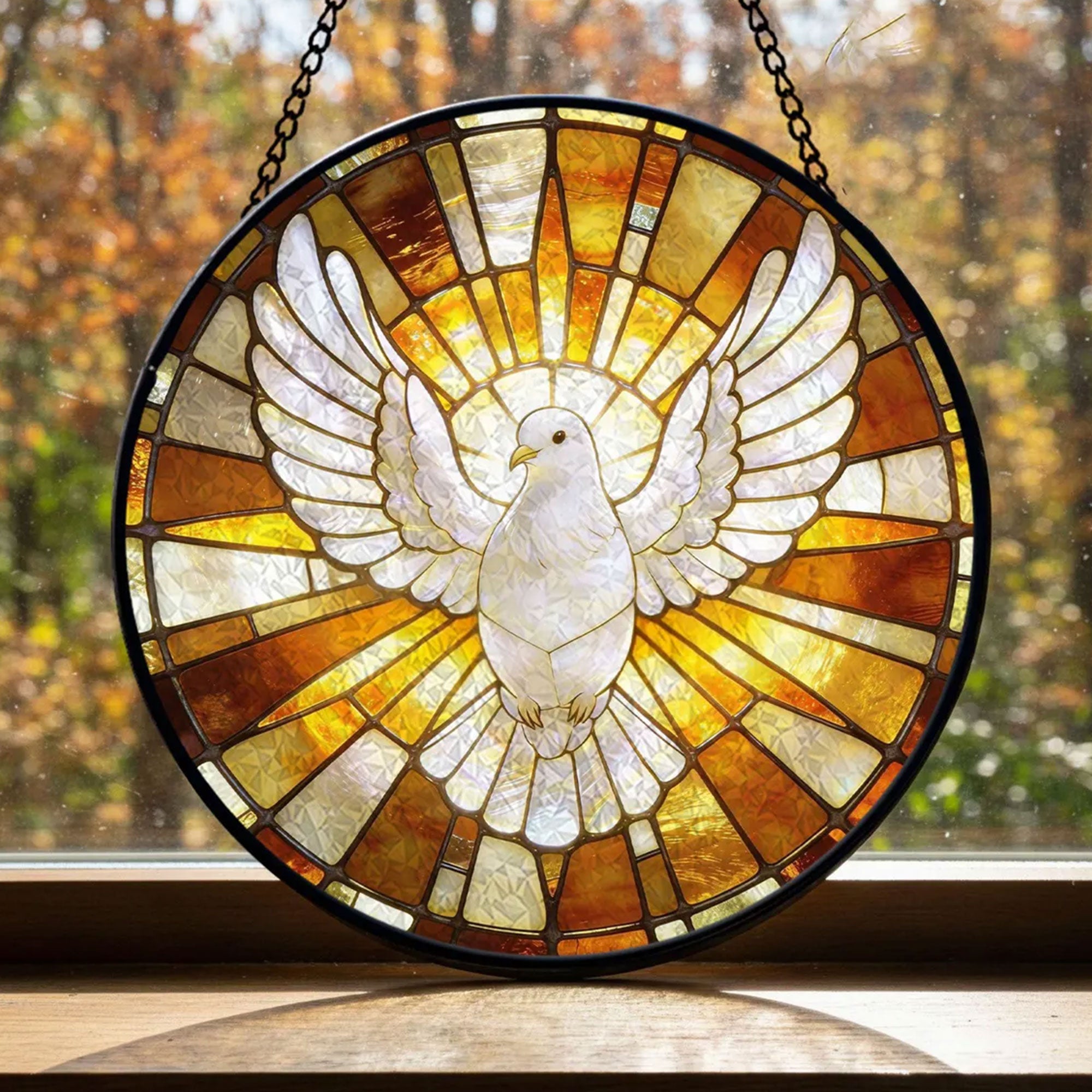 Holy Spirit Dove Stained Glass Suncatcher, Christian Window Hanging, Faith Home Decor Gift