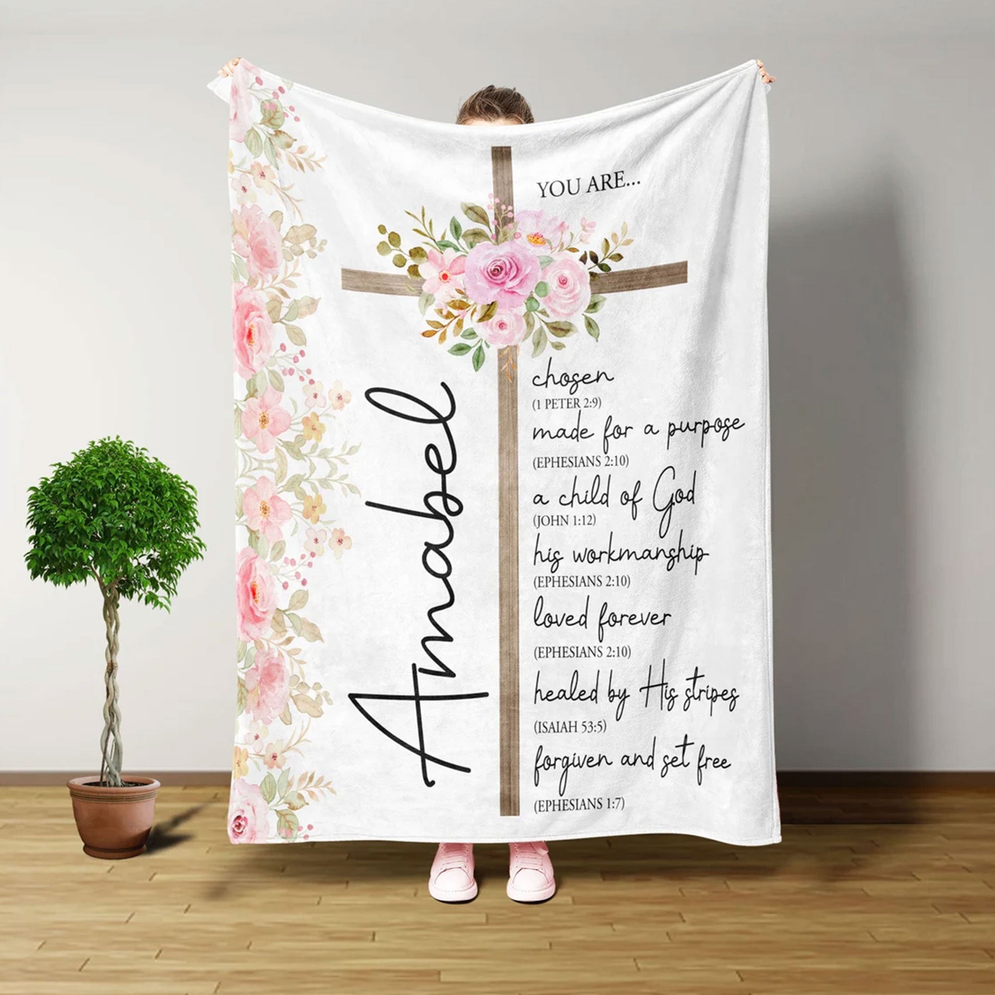 Personalized Christian Blanket for Women, Bible Verse Throw Blanket, Inspirational Gift, Jesus Lover Gift, Faith Gift for Her