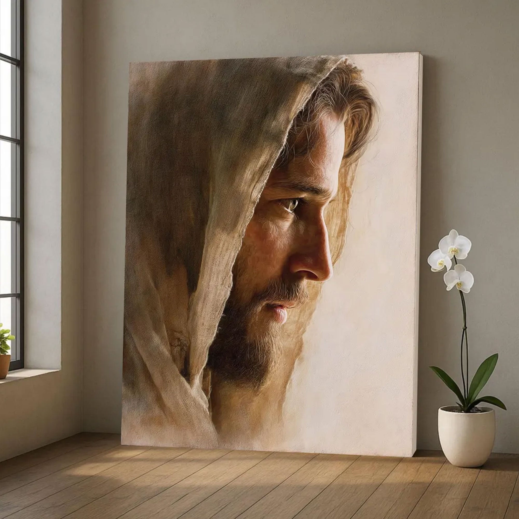 Jesus Portrait Canvas Art, Soft Christian Wall Decor, Religious Home Artwork, Inspirational Faith Gift, Modern Spiritual Decor