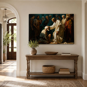 Jesus Healing the Sick Canvas Print, Christian Mercy Wall Art, Biblical Faith Home Decor Gift