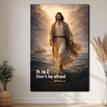 Jesus Walking on Water Canvas Print, Christian Scripture Wall Art, Faith-Based Home Decor, Religious Gift