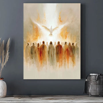 Pentecost Holy Spirit Canvas Print, Dove Descending Upon the Apostles, Christian Faith Wall Art, Biblical Religious Decor