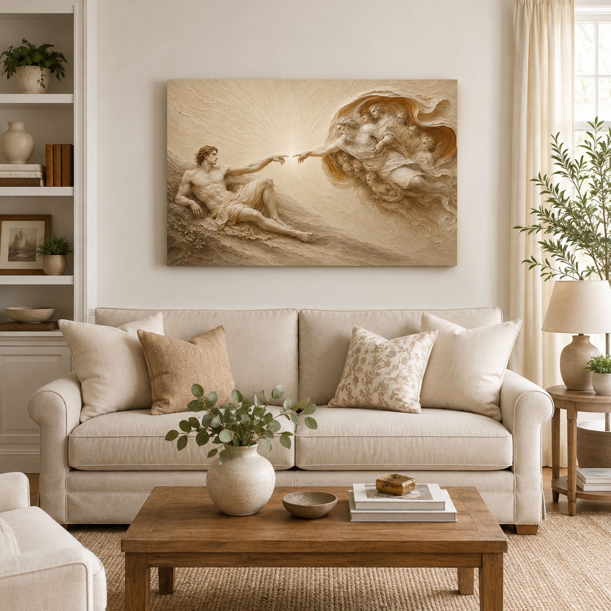 Creation of Adam Canvas Print, God Reaching to Man, Christian Wall Decor