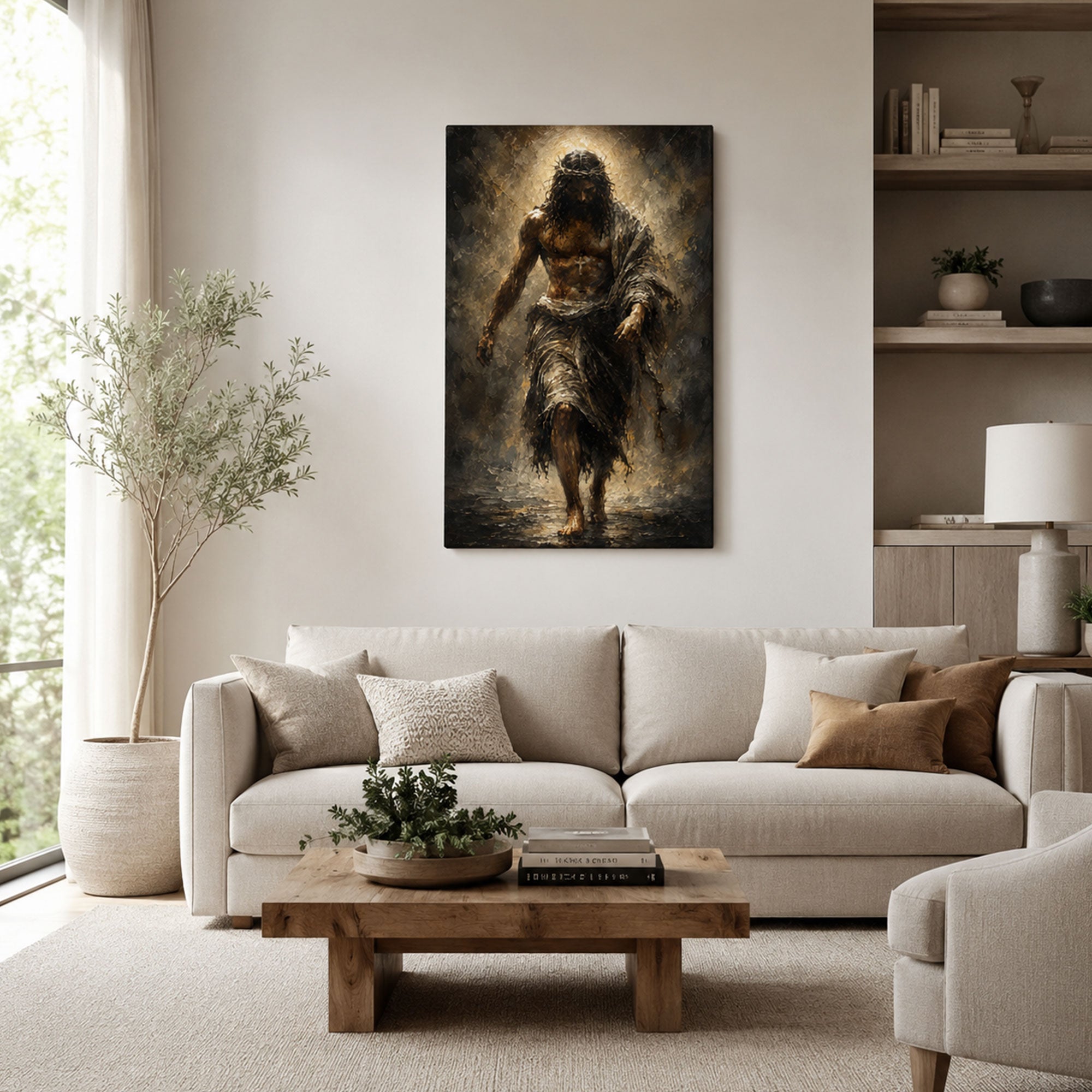 Jesus Crown of Thorns Canvas Print, Man of Sorrows Christian Wall Decor, Catholic Faith Gift