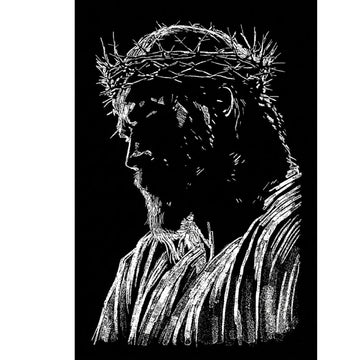 Black and White Jesus Crown of Thorns Canvas Print, Minimal Christian Wall Art, Sacred Christ Portrait Decor