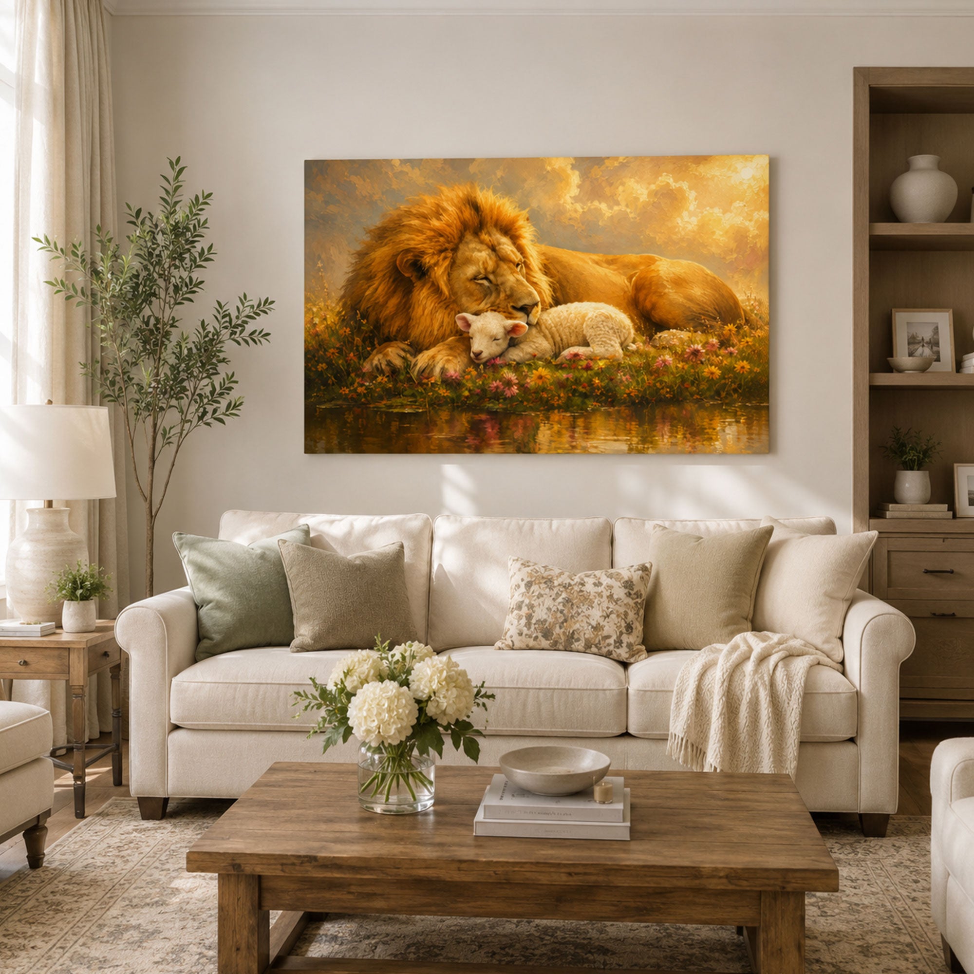 Lion and Lamb Canvas Print, Christian Home Decor