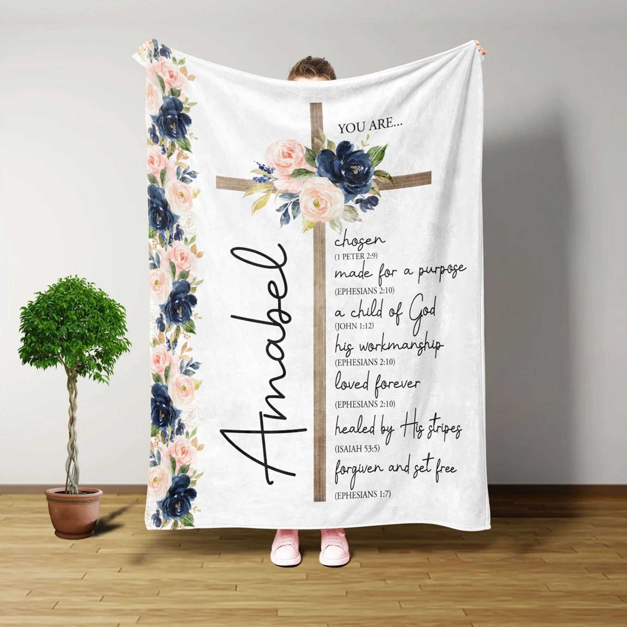 Personalized Christian Blanket for Women, Bible Verse Throw Blanket, Inspirational Gift, Jesus Lover Gift, Faith Gift for Her
