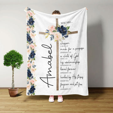 Personalized Christian Blanket for Women, Bible Verse Throw Blanket, Inspirational Gift, Jesus Lover Gift, Faith Gift for Her