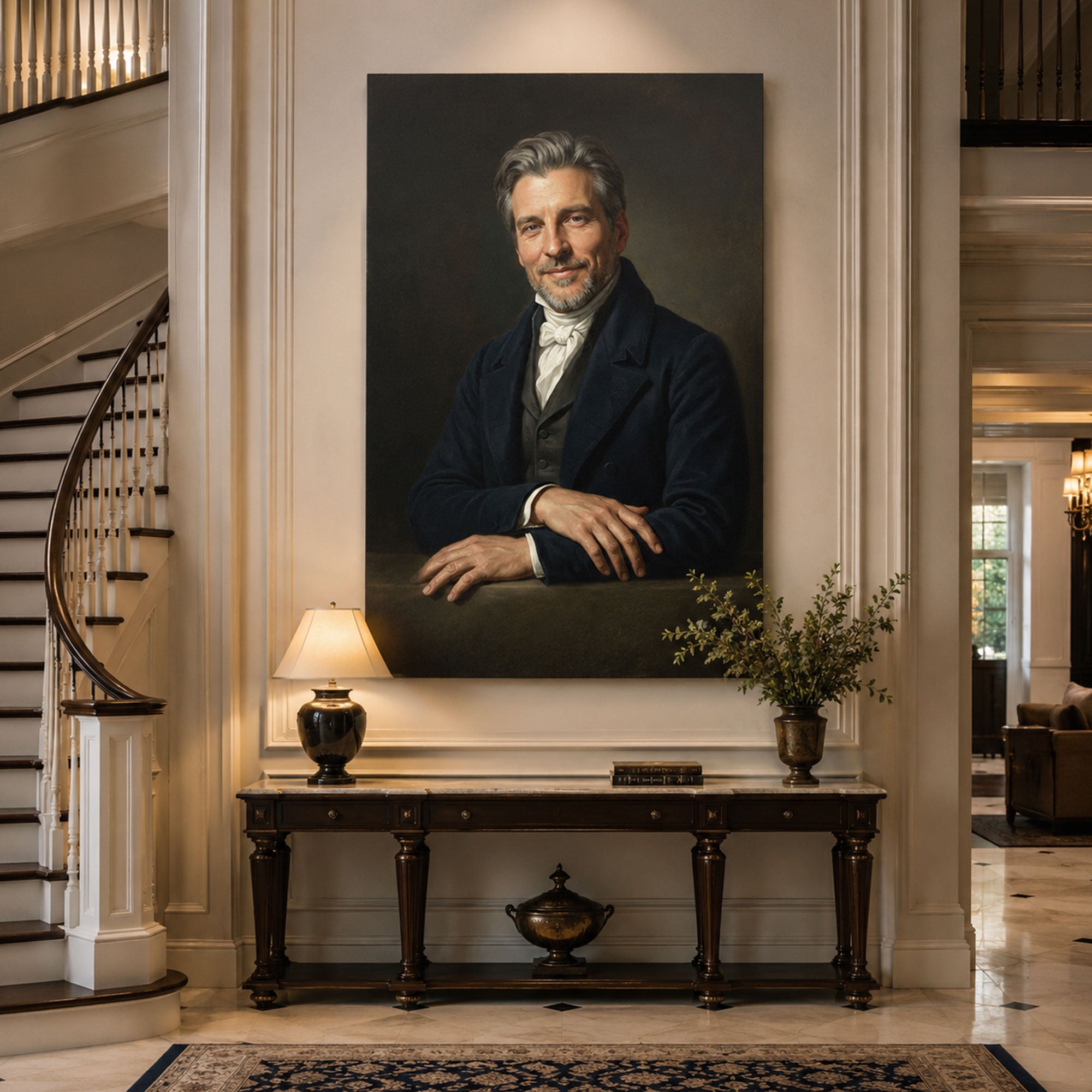 Custom Face For Dad Victorian Canvas, Personalized Gentleman Portrait, Funny Father’s Day Gift