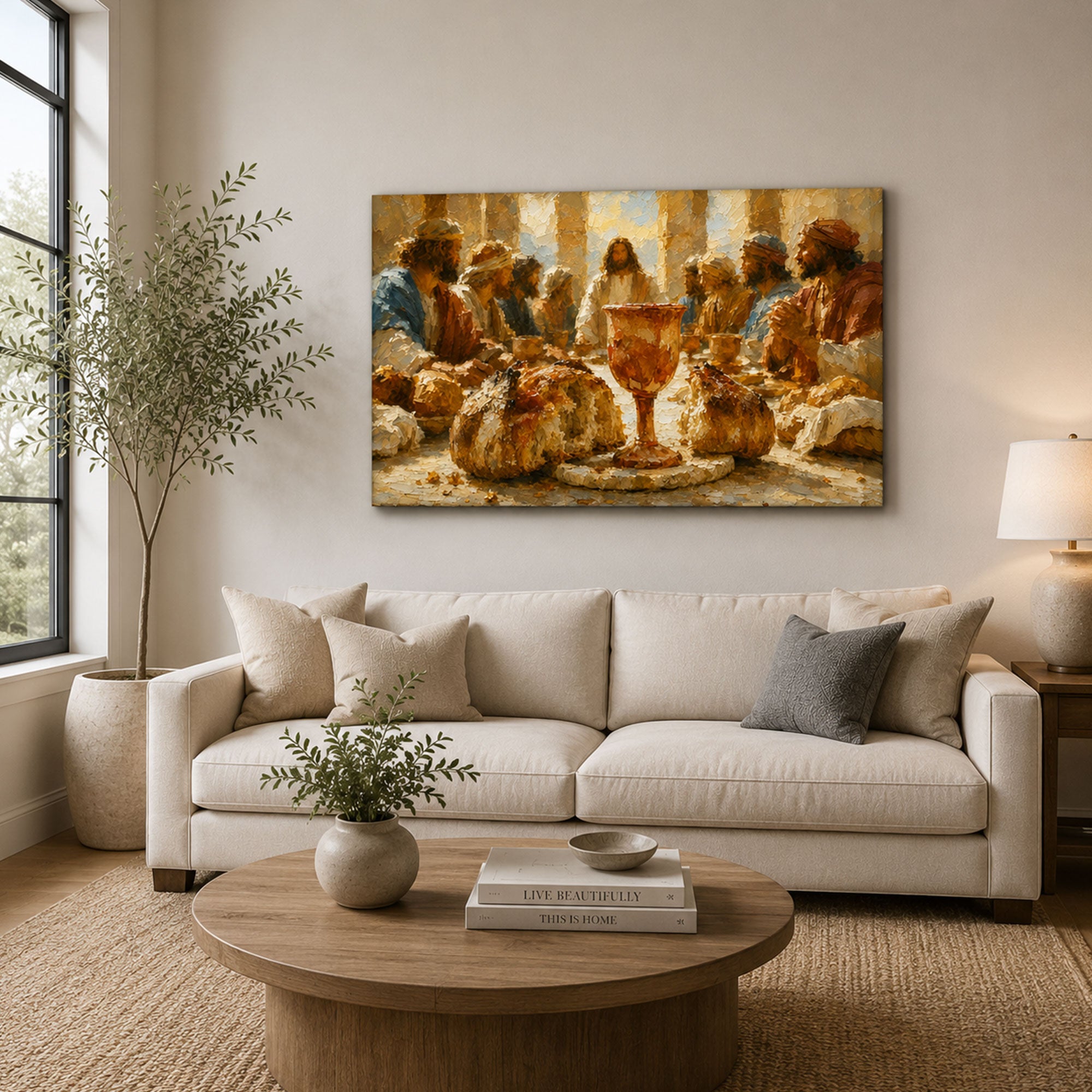 Last Supper Eucharist Canvas Print, Jesus Bread and Wine Catholic Wall Decor, Faith Gift