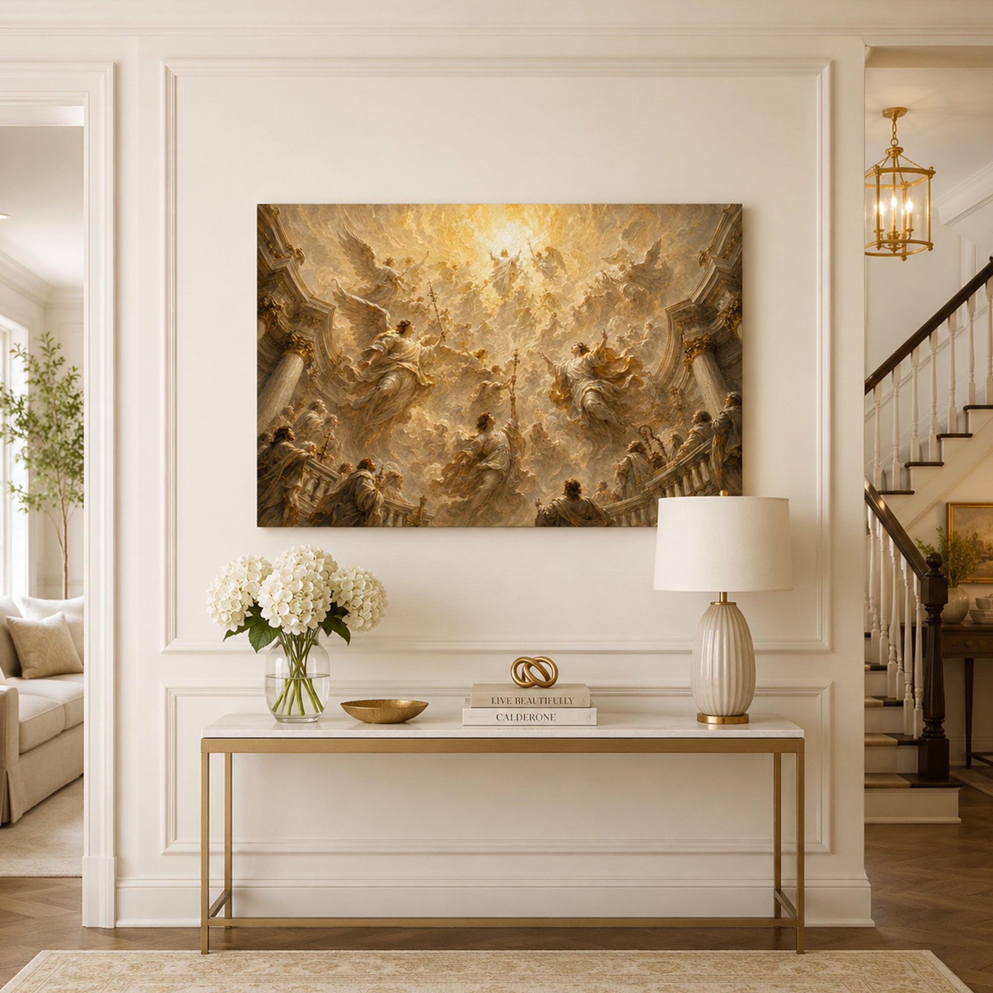 Communion of Saints in Heaven Canvas Print, Catholic Wall Decor, Christian Faith Gift