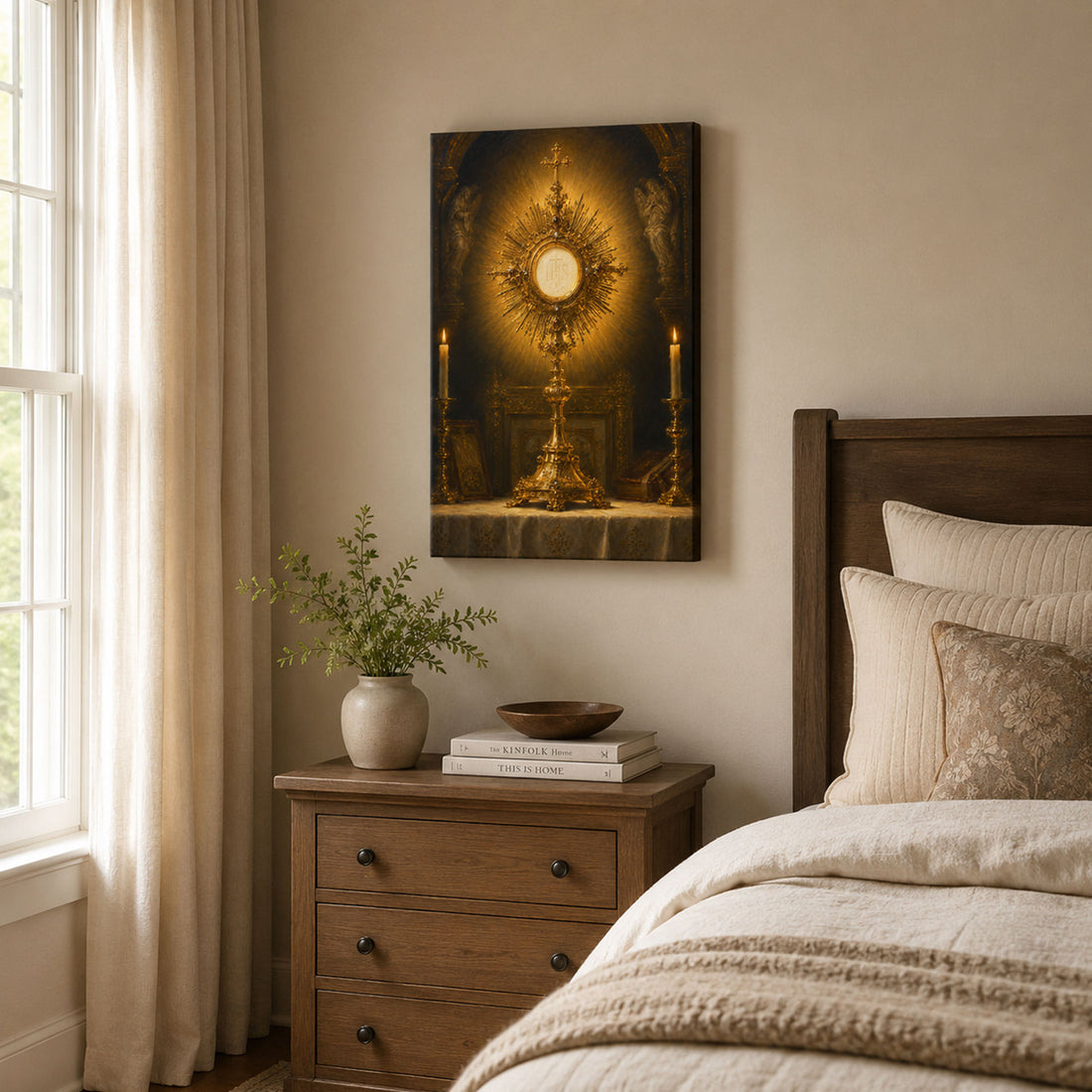 Holy Eucharist Canvas Print, Blessed Sacrament Catholic Wall Art, Faith Home Decor Gift