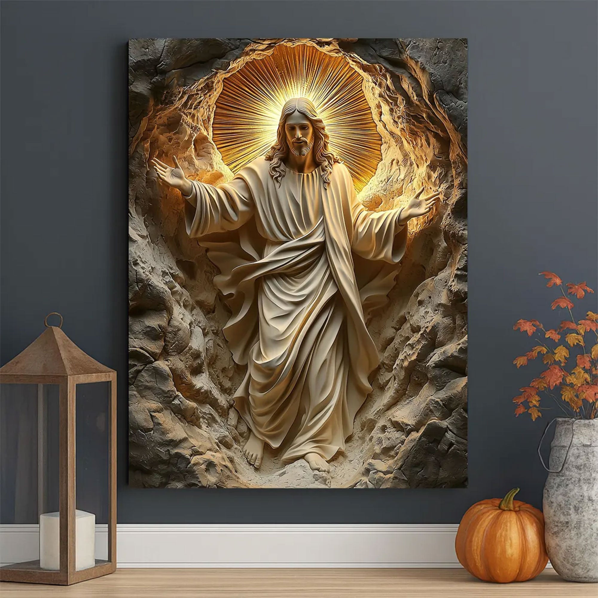 Jesus Resurrection Wall Art, Christian Canvas Print, Religious Home Decor Gift