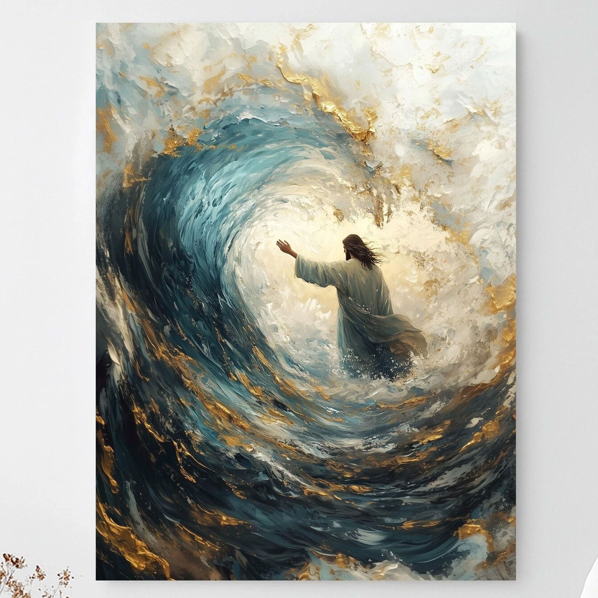 Jesus Calming the Storm Canvas Print, Christian Wall Art, Faith Miracle Scene, Spiritual Home Decor