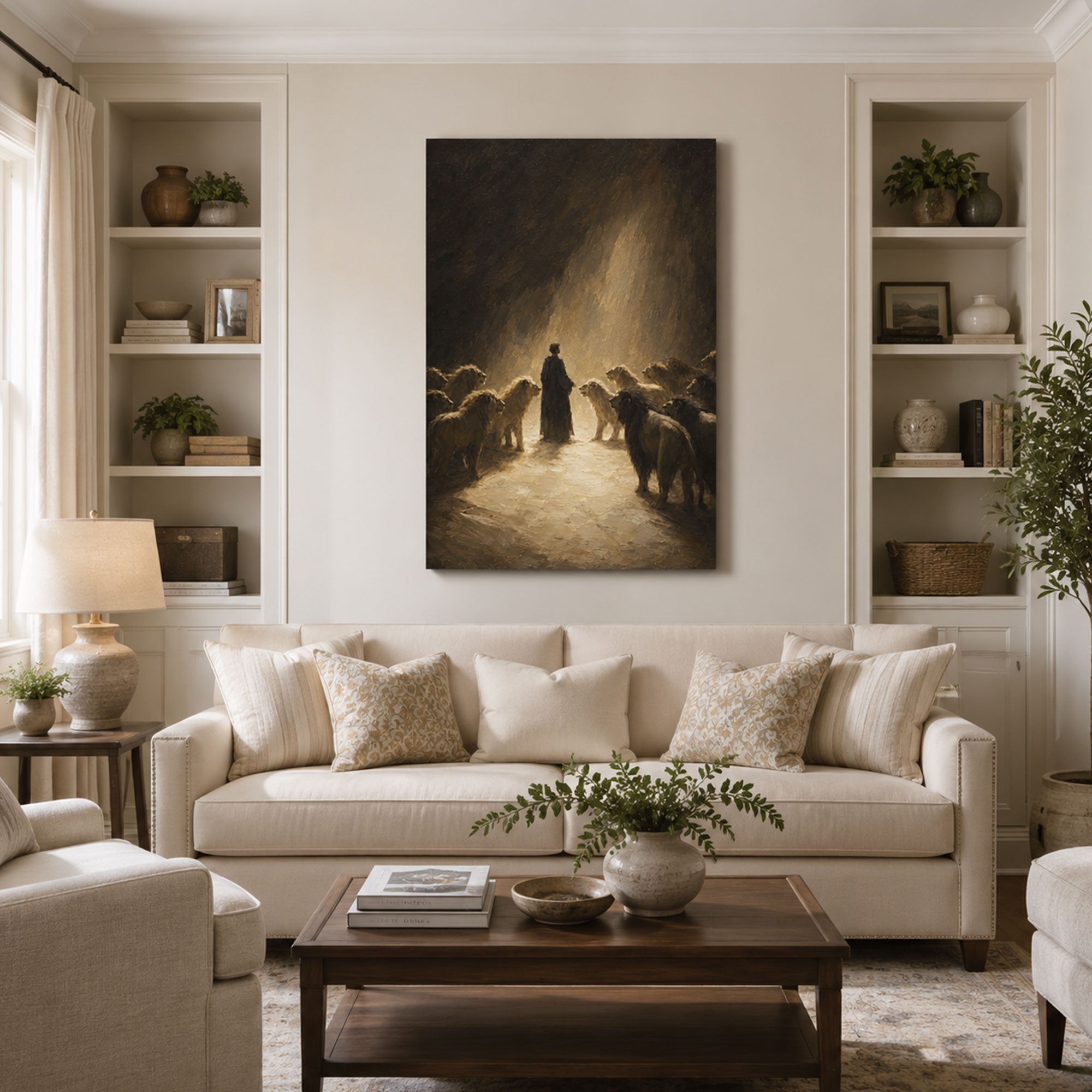 Daniel in the Den of Divine Protection Canvas Print, Religious Home Decor