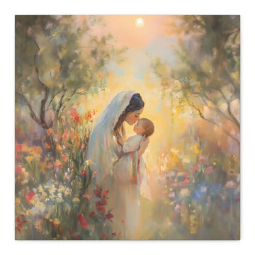 Virgin Mary Sleeping Baby Jesus Canvas, Christian Religious Painting, Catholic Gift Idea