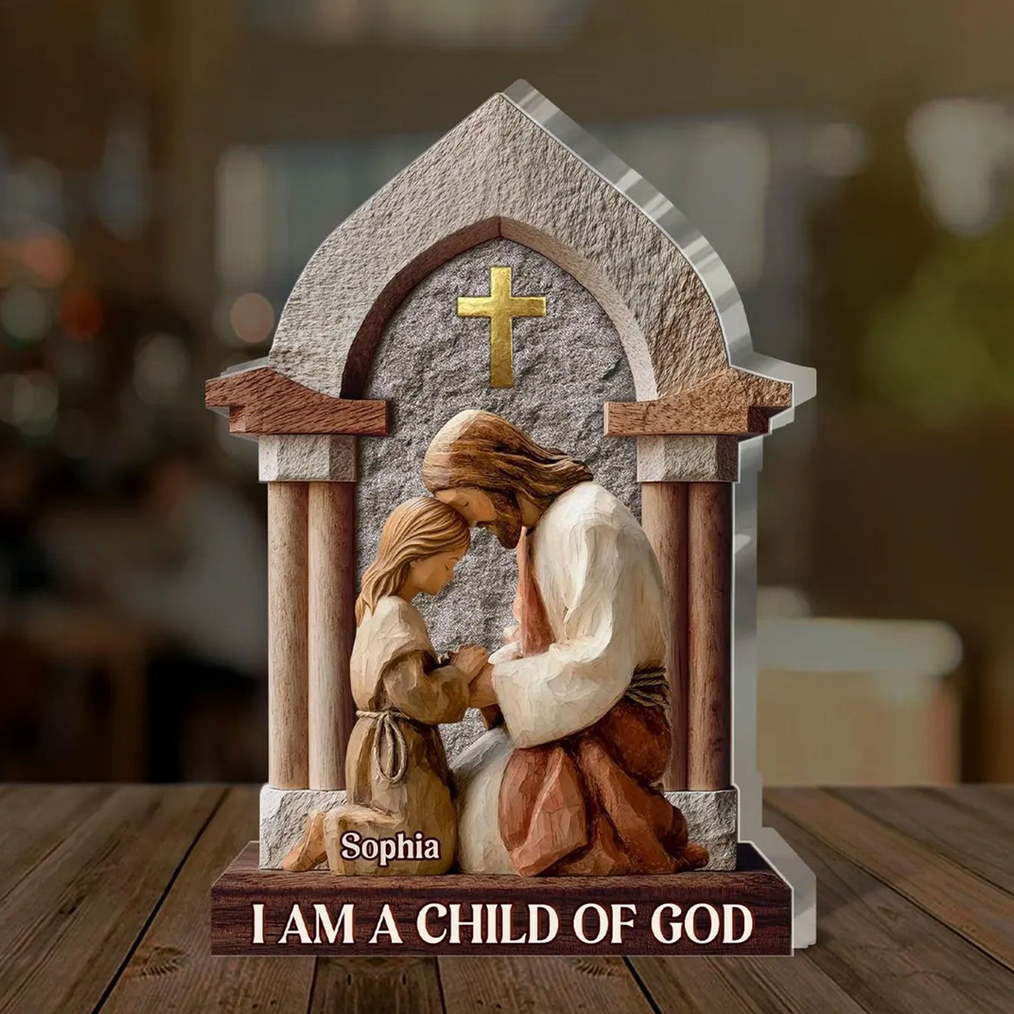 Personalized I Am a Child of God Acrylic Plaque, Custom Name Christian Gift for Kids, Baptism Decor, First Communion Keepsake