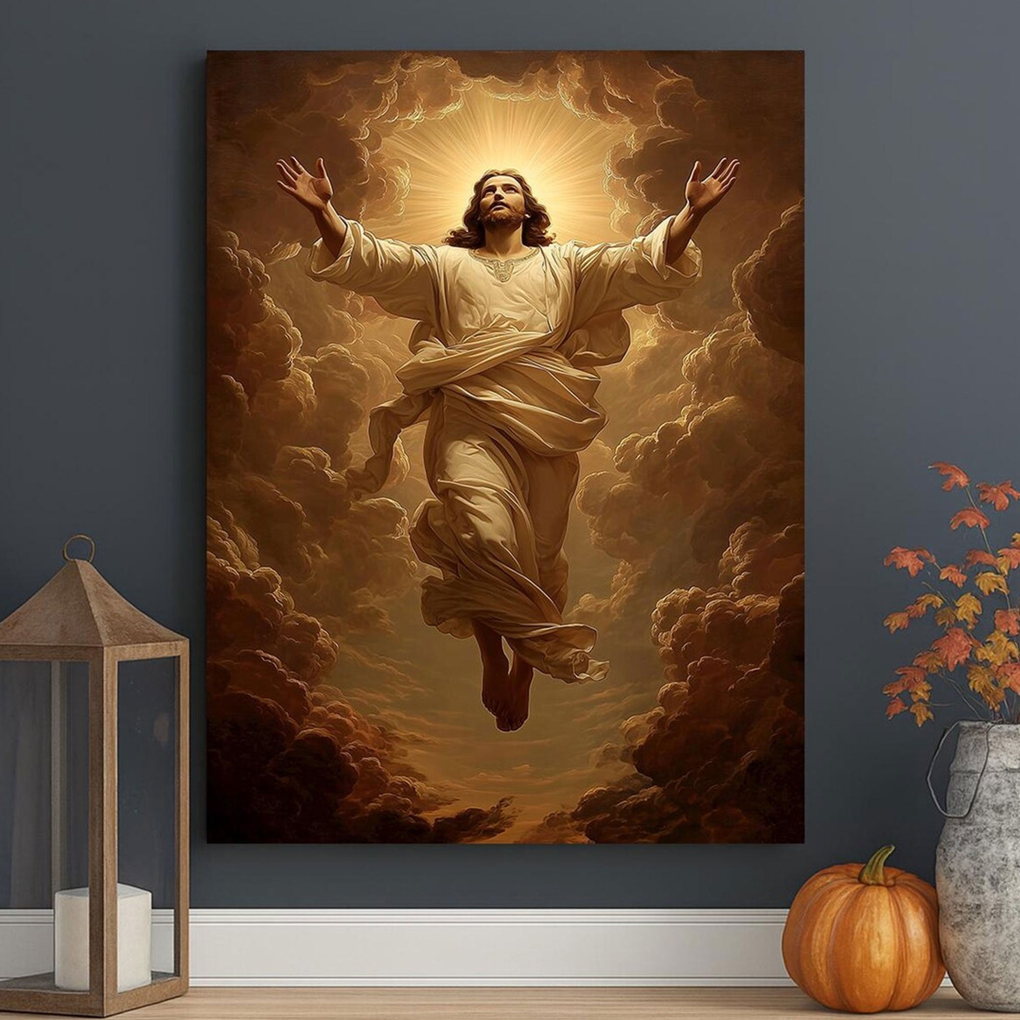Jesus Ascension Canvas Print, Christian Wall Art, Heaven Glory Decor, Religious Faith Home Decor