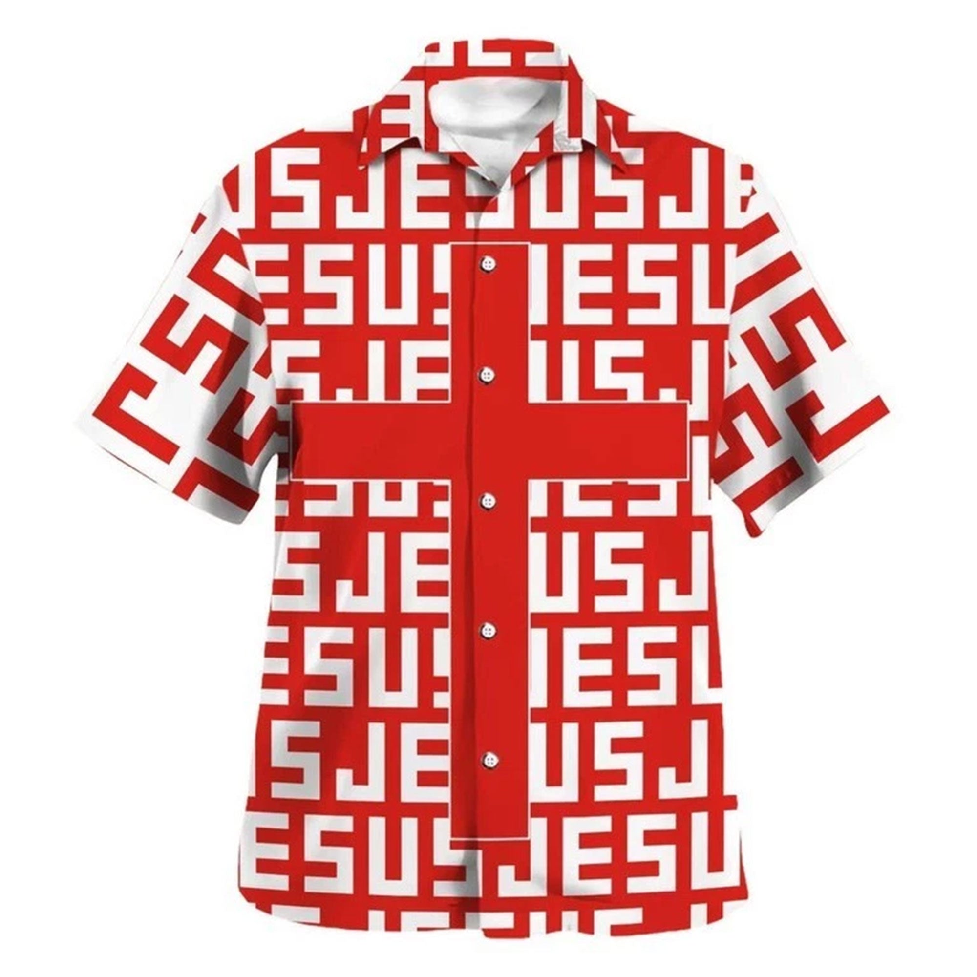 Jesus Cross Hawaiian Shirt, Christian Faith Aloha Shirt, Religious Summer Button Down