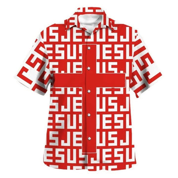 Jesus Cross Hawaiian Shirt, Christian Faith Aloha Shirt, Religious Summer Button Down
