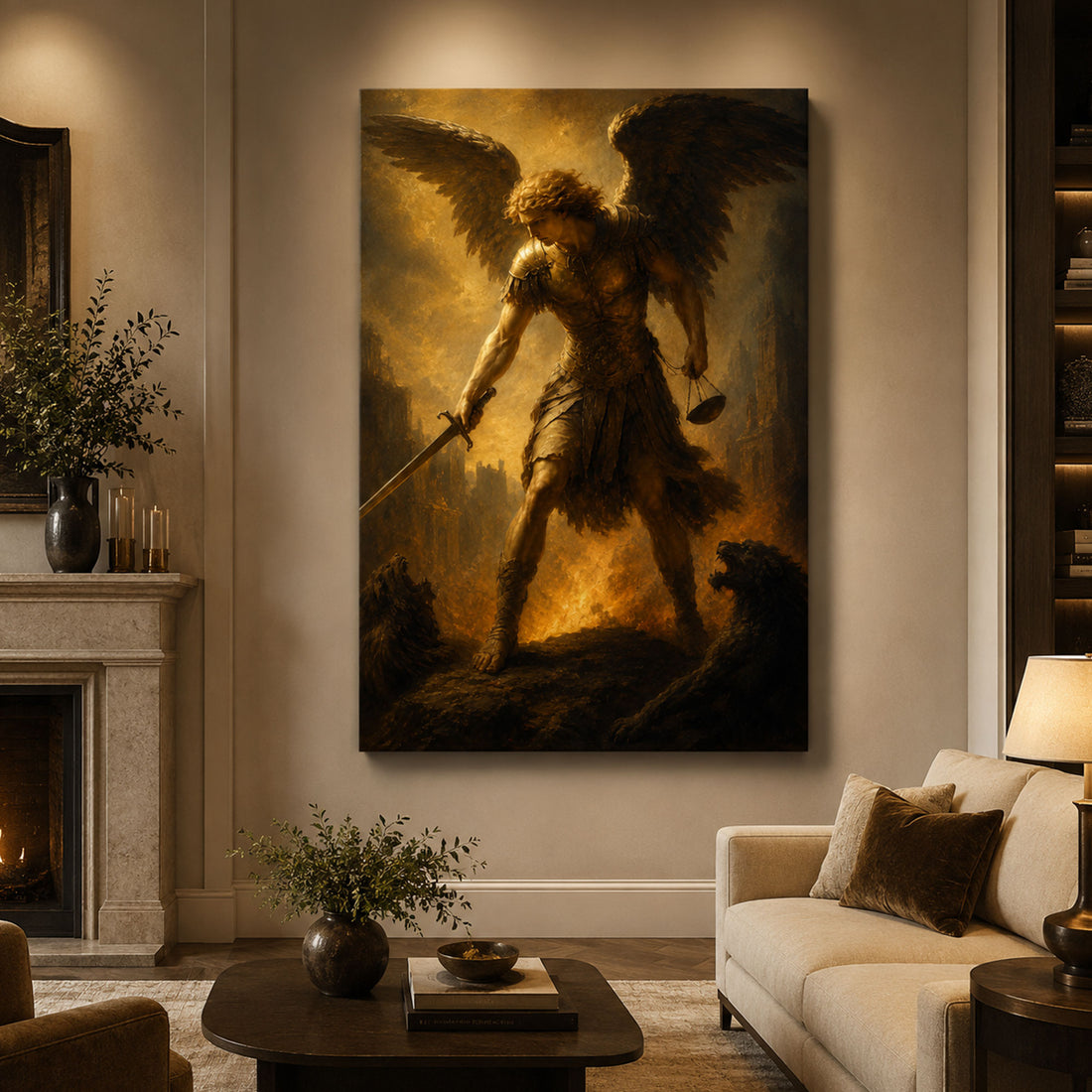 Saint Michael Archangel Canvas Print, Catholic Angel Wall Art, Faith Home Decor
