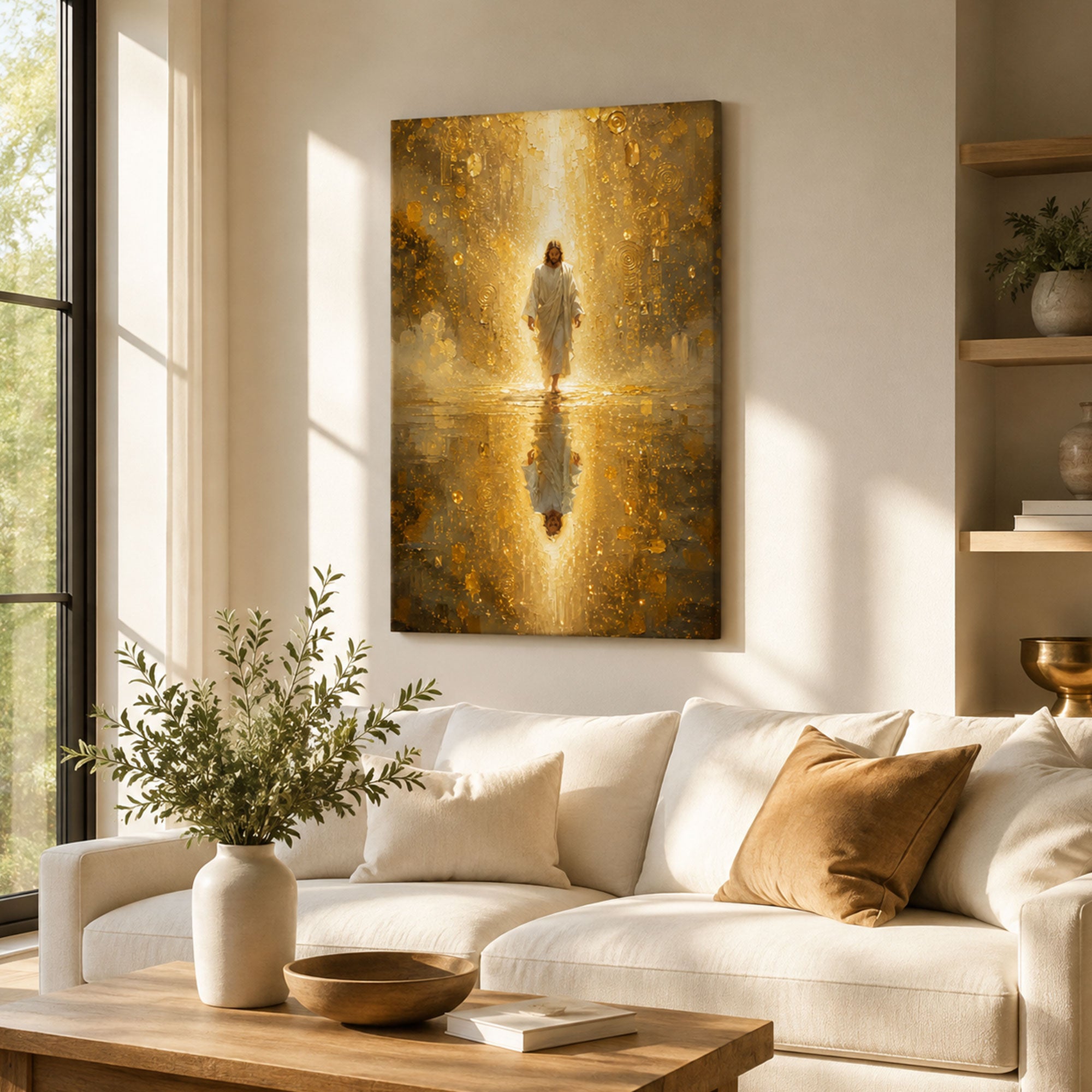 Jesus Walking in Divine Light Canvas Print, Light of the World Christian Wall Decor, Faith Gift