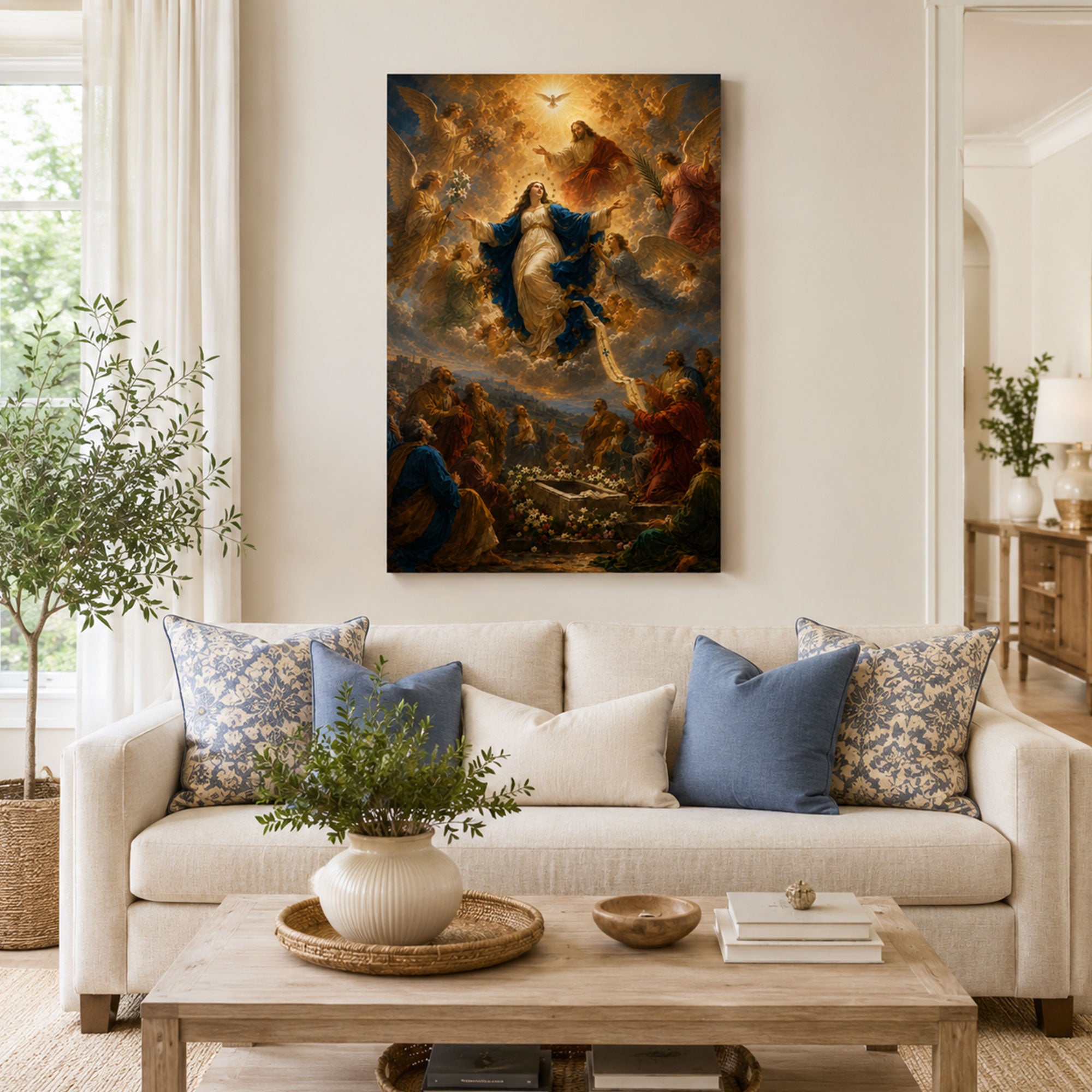 Assumption of Virgin Mary Canvas Print, Catholic Home Decor