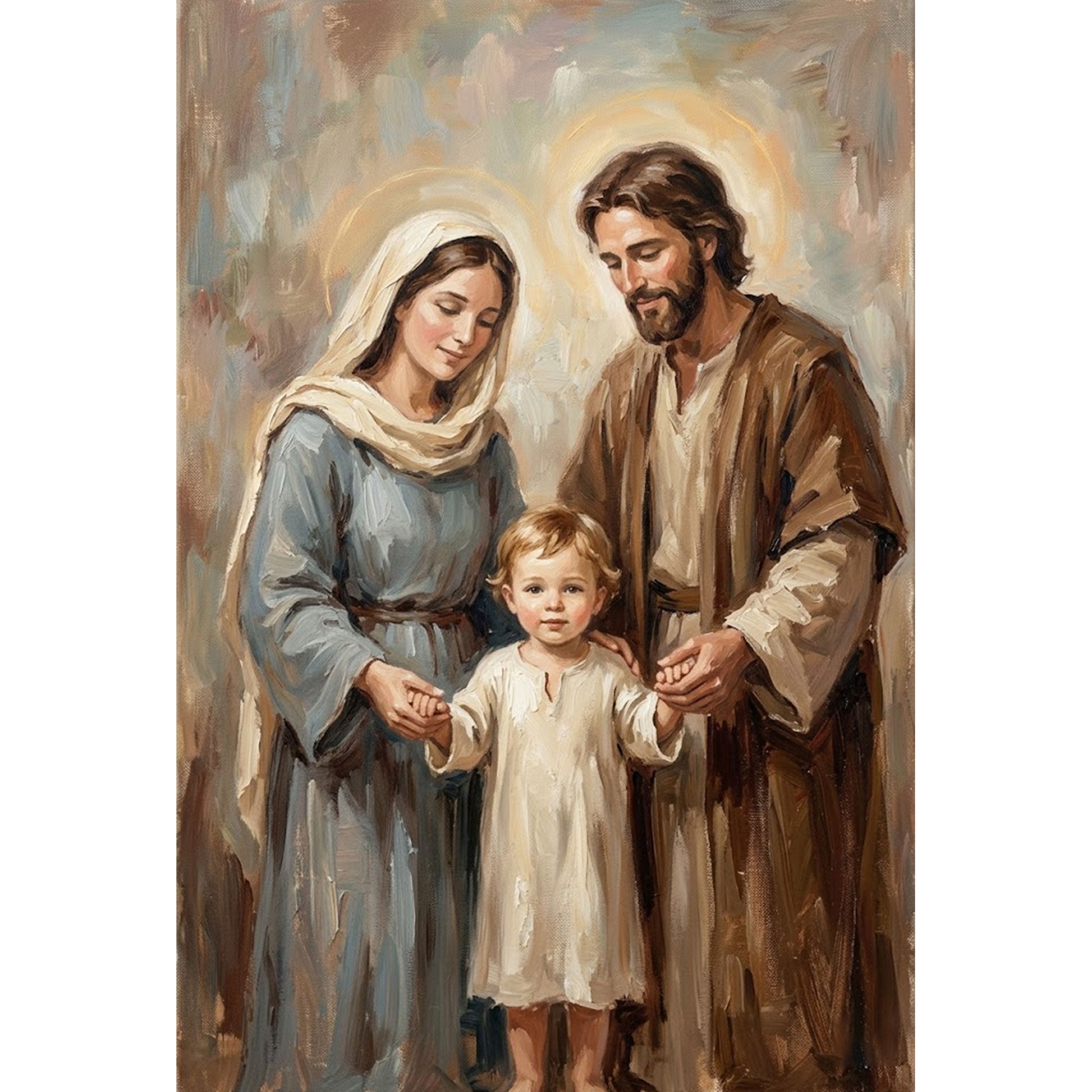 Holy Family Canvas Print, Jesus Mary Joseph Wall Art, Christian Family Decor, Sacred Religious Painting, Faith Home Gift