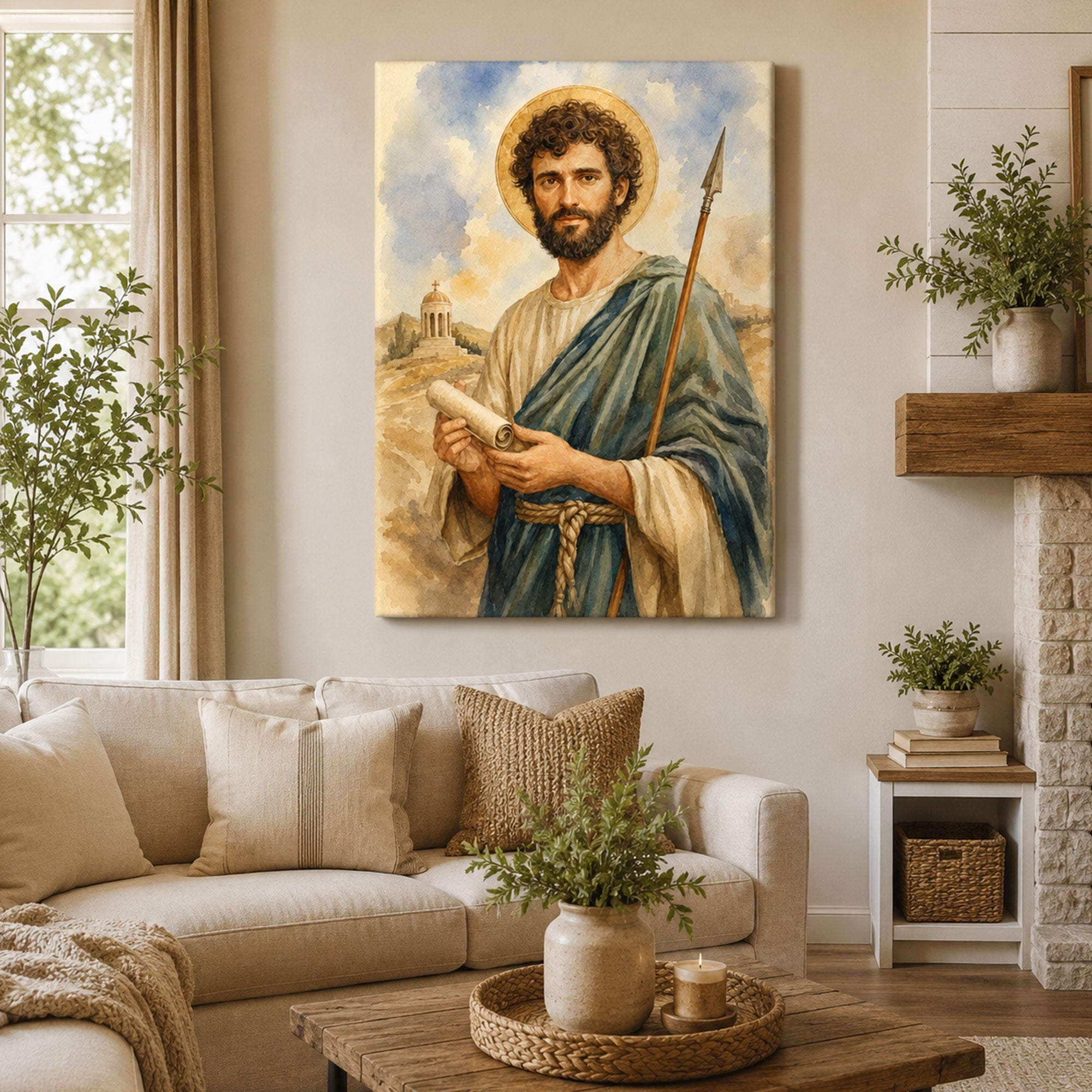 Saint Thomas Apostle Canvas Print, Catholic Apostle Wall Art, Faith Home Decor Gift