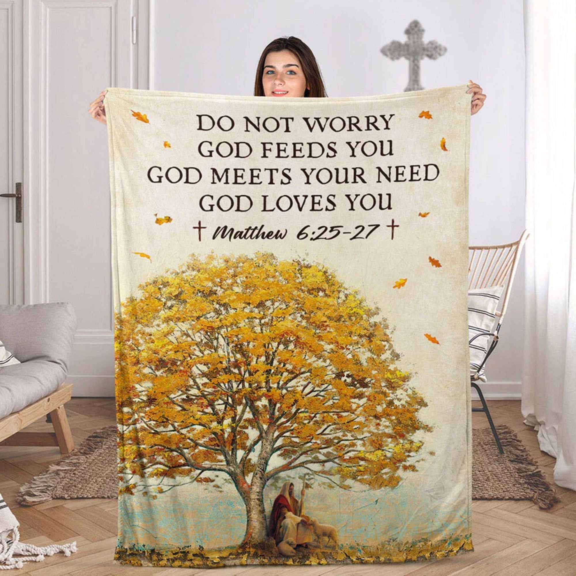 Jesus Fleece Blanket, God Is Always With You Throw, Christian Faith Blanket, Inspirational Gift, Religious Home Decor