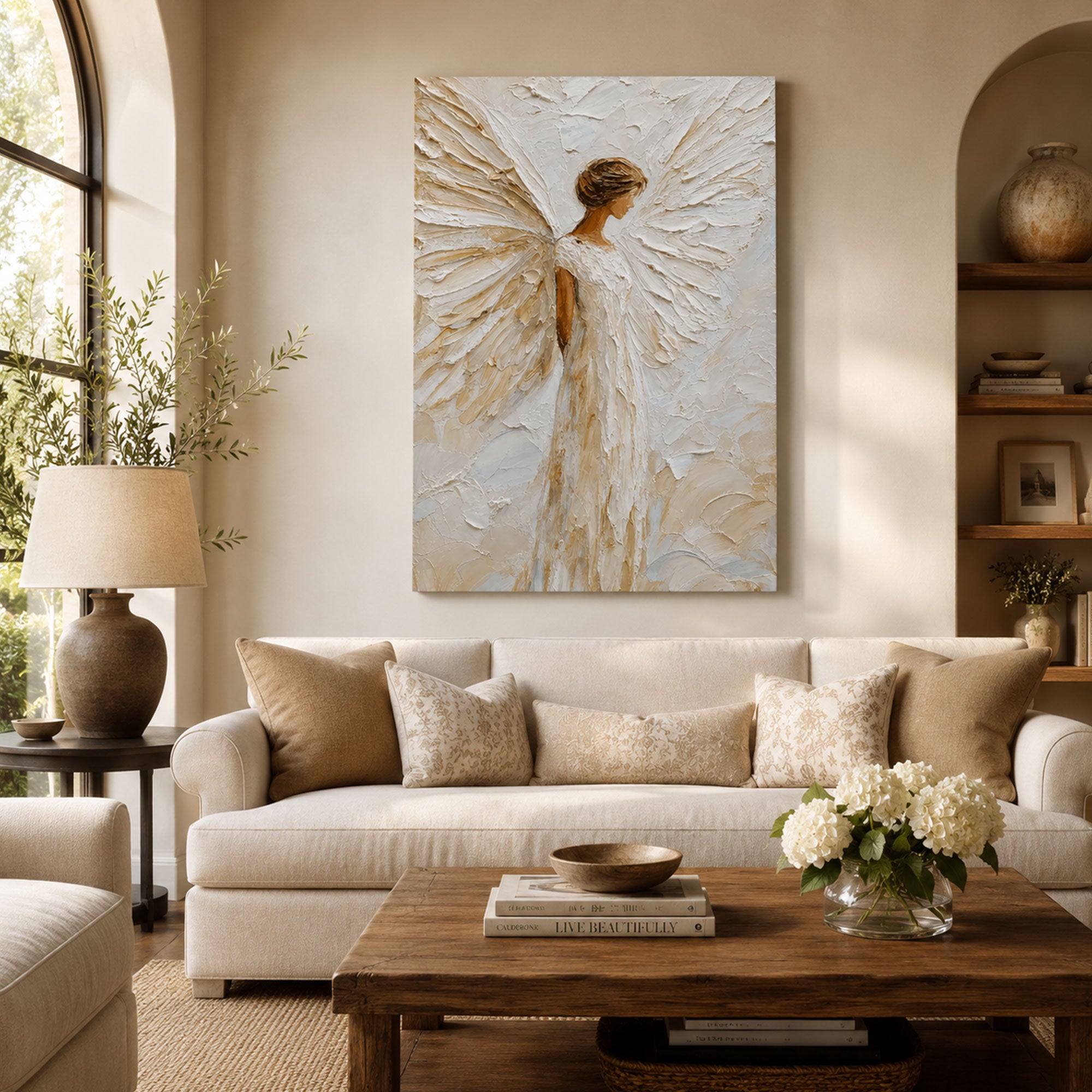 Guardian Angel Wings Canvas Print, Christian Faith Wall Art for Home Decor
