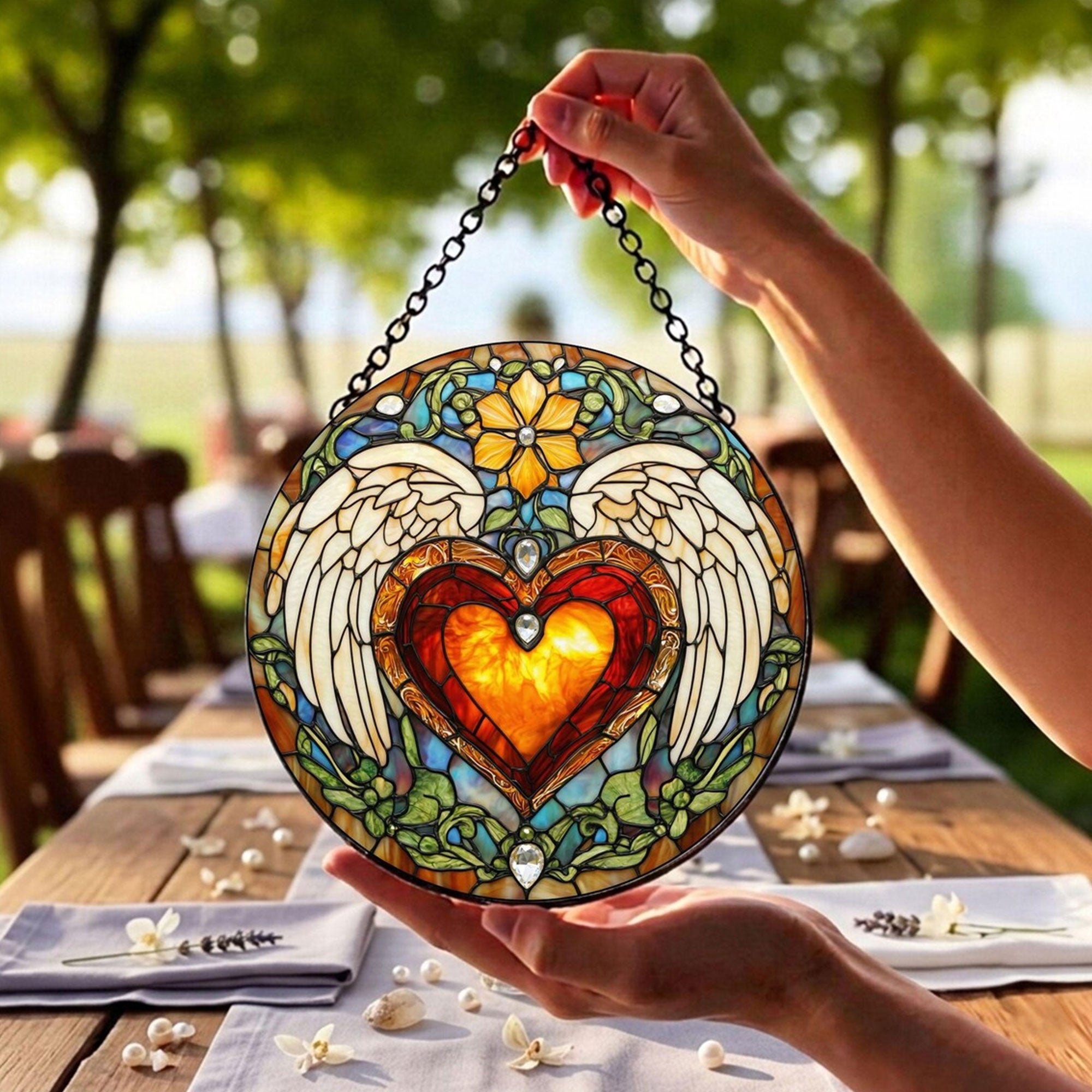 Sacred Heart of Jesus Suncatcher, Catholic Window Hanging, Christian Faith Decor Gift