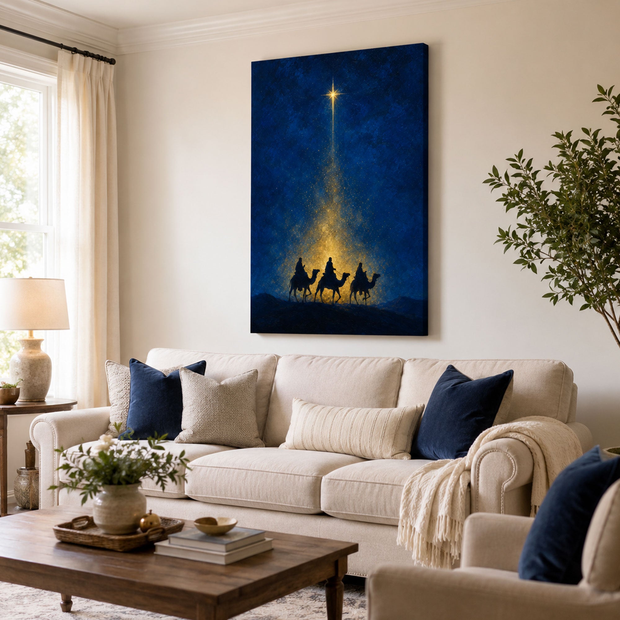Journey of the Magi Canvas Print, Star of Bethlehem Christian Decor