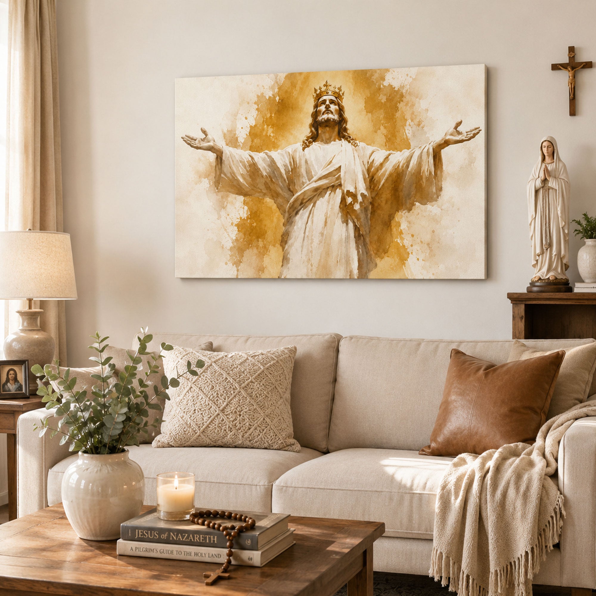 Christ the King with Open Arms Canvas Print, Catholic Christian Home Decor