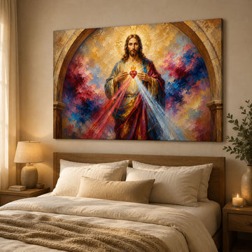 Divine Mercy Jesus Canvas Print, Catholic Christian Wall Art, Sacred Heart Home Decor