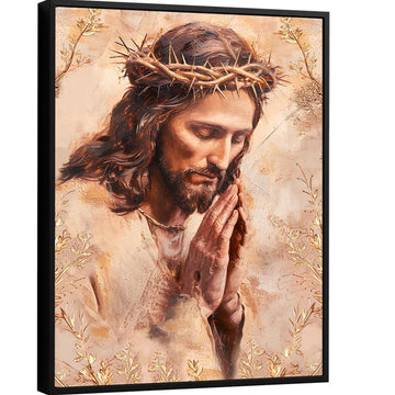 Jesus Praying Canvas Print, Sacred Christian Wall Art, Religious Faith Painting, Spiritual Decor