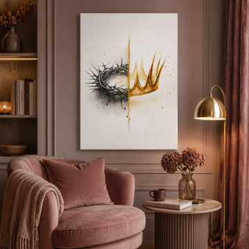 Crown of Thorns and Glory Canvas Print, Minimalist Christian Wall Art, Good Friday & Easter Faith Decor, Resurrection Artwork