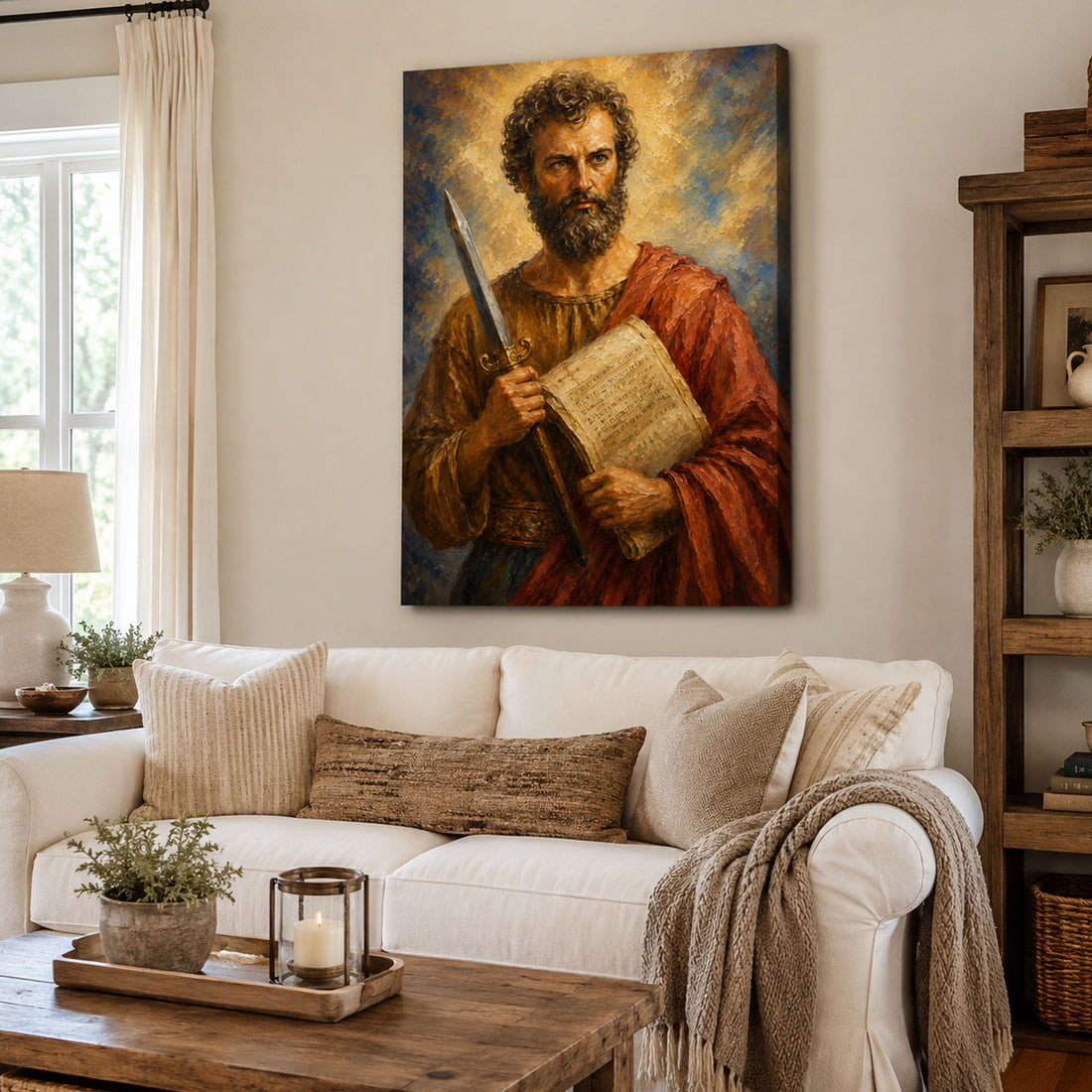 Saint Paul with Sword Canvas Print, Catholic Apostle Wall Art, Faith Home Decor Gift