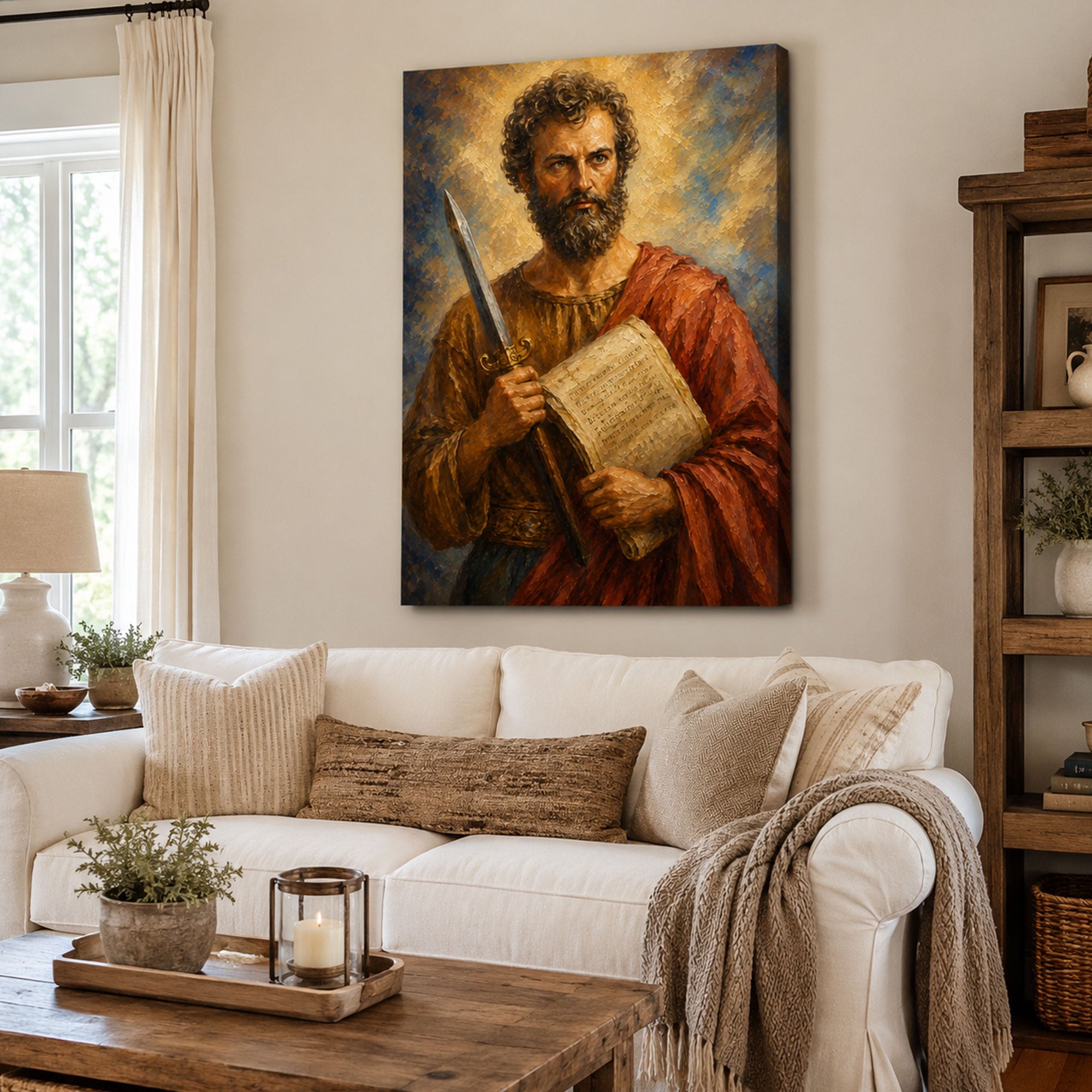 Saint Paul with Sword Canvas Print, Catholic Apostle Wall Art, Faith Home Decor Gift