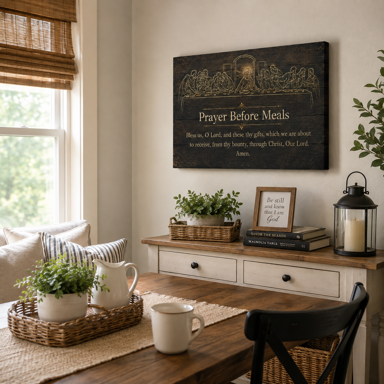 Last Supper Canvas Print - Bless Us O Lord Prayer Wall Art