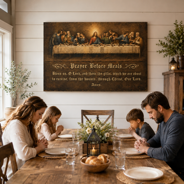 Last Supper Prayer Before Meals Canvas Print - Blessed Dining Decor