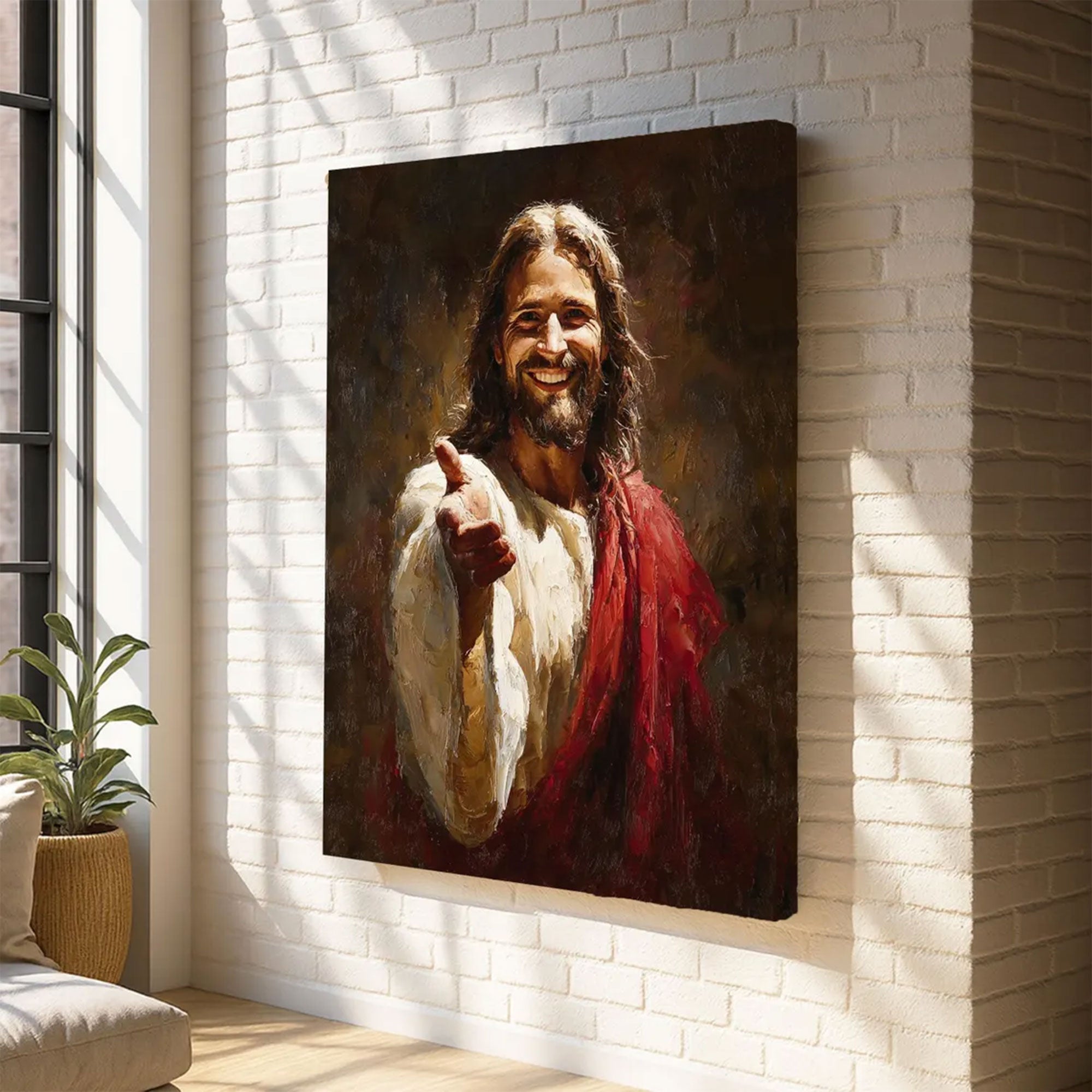 Jesus Smiling Canvas , Christian Wall Art, Religious Home Decor, Faith Gift Idea